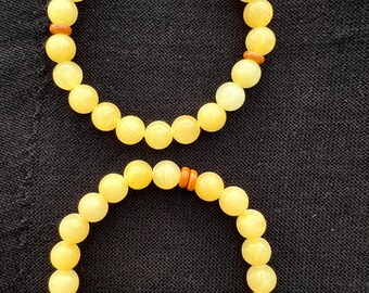 Handcrafted Champagne Jade Bracelet: Natural Gemstone Jewelry