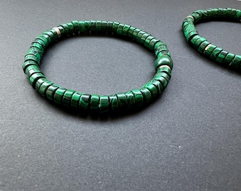 Handcrafted Malachite Bracelet: Natural Gemstone Jewelry, 7mm Beads