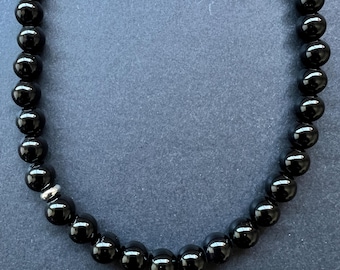 Handcrafted 7A-Grade Black Onyx Necklace - 16.5''