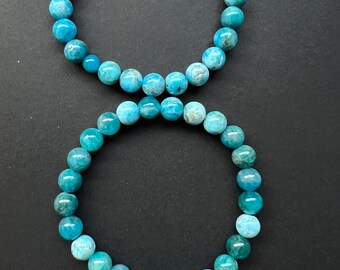 Handcrafted Blue Apatite Gemstone Bracelet: Natural Stone Jewelry