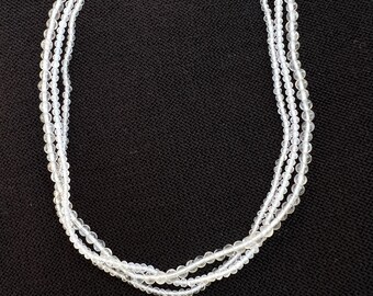 Quartz Crystal Triple Loop Necklace: Boho Gemstone Jewelry