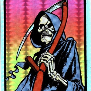1990 Grim Reaper Halloween Prism Vending Sticker