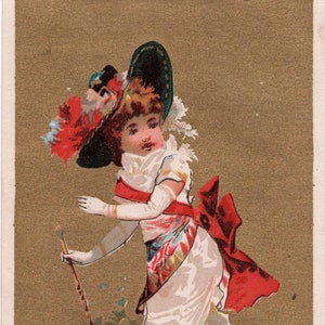 1870s Victorian Trade Card Elegant Lady In White