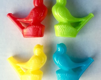Set of FOUR 1970s Warbler Water Whistle Number 501 Series Pastel Colors