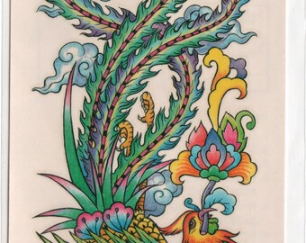 1970s Extra Large Bird Tattoo 3.5 inch by 7 inch