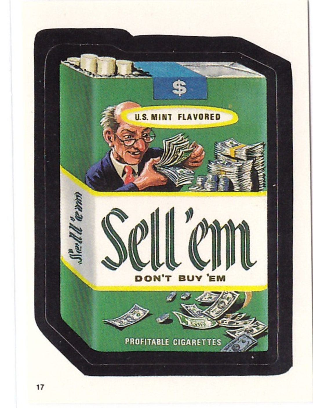 how much was a pack of cigarettes in 1986 1986 Topps Wacky Packages Sellem Cigarettes Sticker
