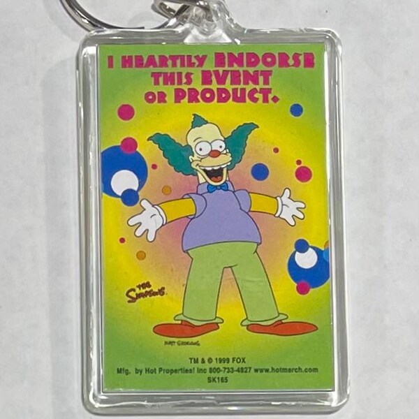 1999 Simpson’s Lucite key chain Krusty Endorsement