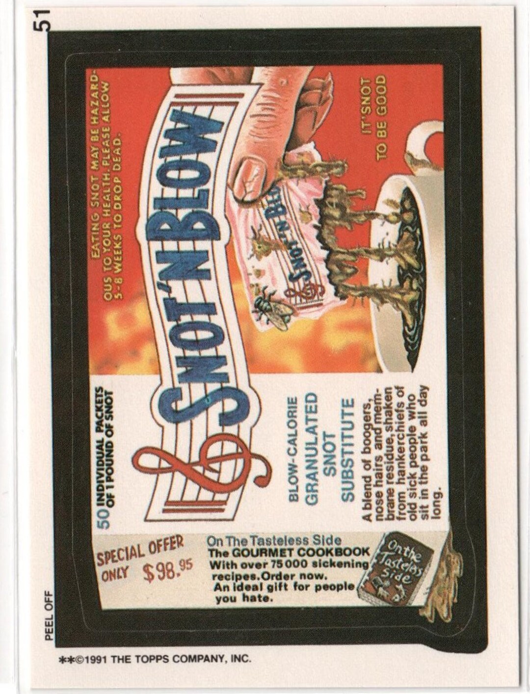 Vintage SNOT N BLOW 1991 Wacky Packages Card - Etsy