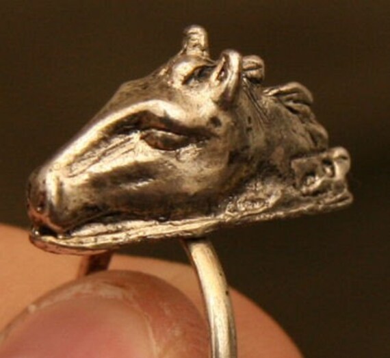 1960s-70s Metal Gum Machine Toy Ring HORSE HEAD