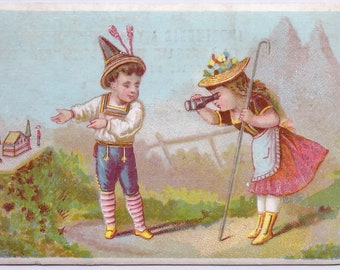 1870s Victorian French Lithograph Trade Card Showing A House
