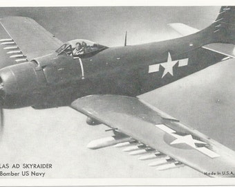 1940-50 AD Skyraider  AZO Military Postcard