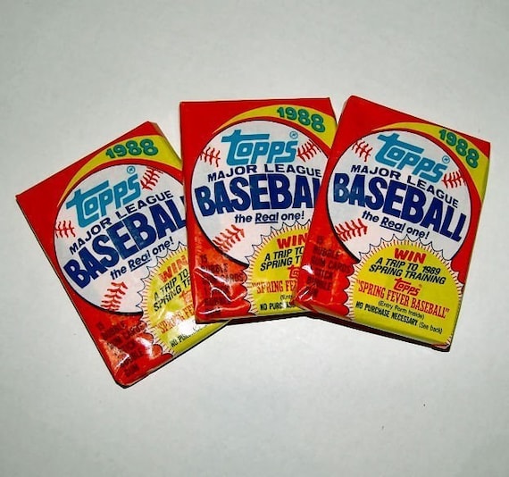THREE Unopened Packs of 1988 Topps Baseball Cards - Etsy