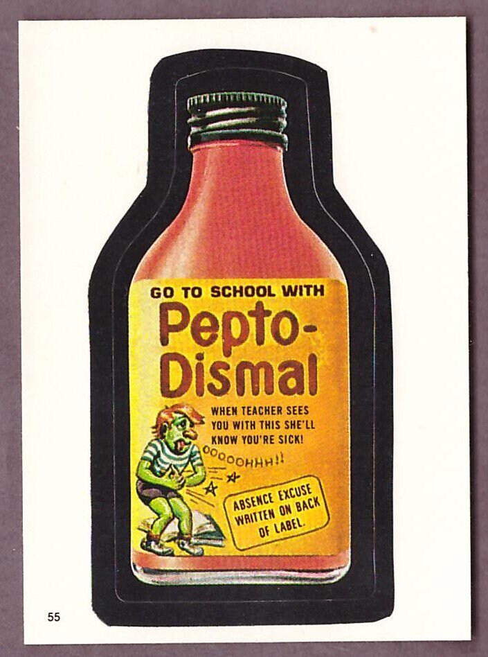 1986 PEPTO DISMAL Topps Wacky Packages Sticker