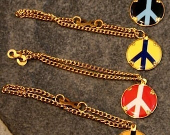 Set of 4 1960s Vintage Woodstock Peace Symbol Bracelets