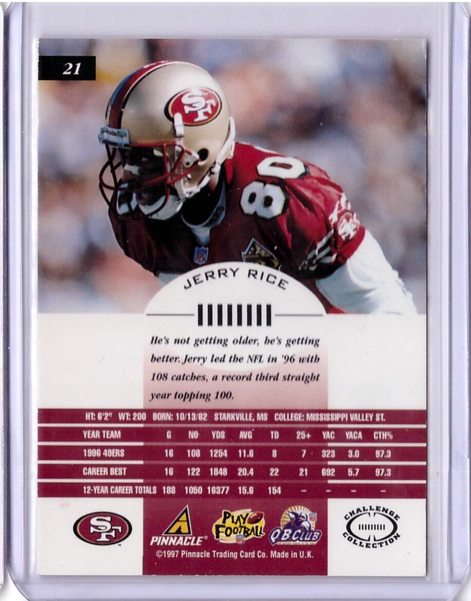 1997 Pinnacle Inscriptions JERRY RICE Card - Etsy