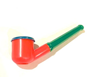 Vintage 1960s Magic Bubble Pipe Green Red And Vintage Blue