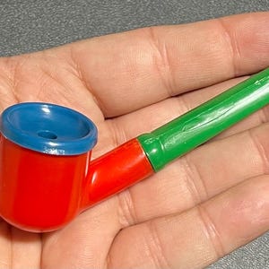 Vintage 1960s Magic Bubble Pipe Green Red And Vintage Blue sss