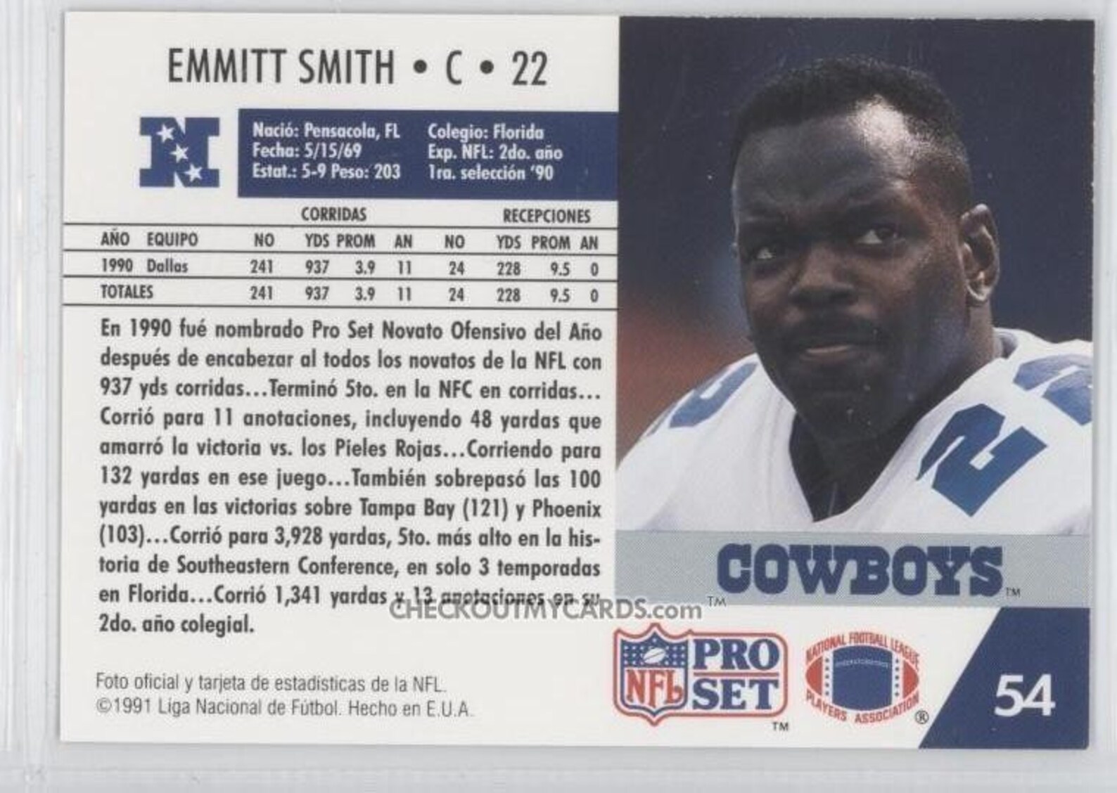Rare Official EMMITT SMITH Card in SPANISH Book Value 6 Dollars - Etsy