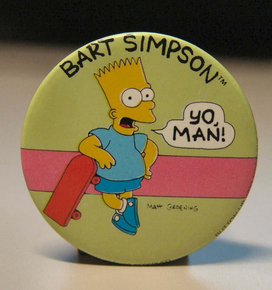 Vintage 1989 SIMPSONS Button 1.75 Inch BART With SKATEBOARD - Etsy