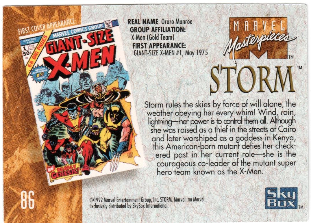 1992 Marvel Masterpieces STORM Card 101121 - Etsy