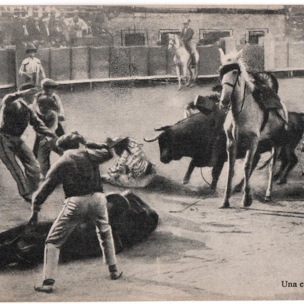 Rare 1924 Toros Real Photo Bullfighting Postcard 06