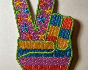 1960s-70s Hippie Peace Movement TWO FINGER PEACE Patch