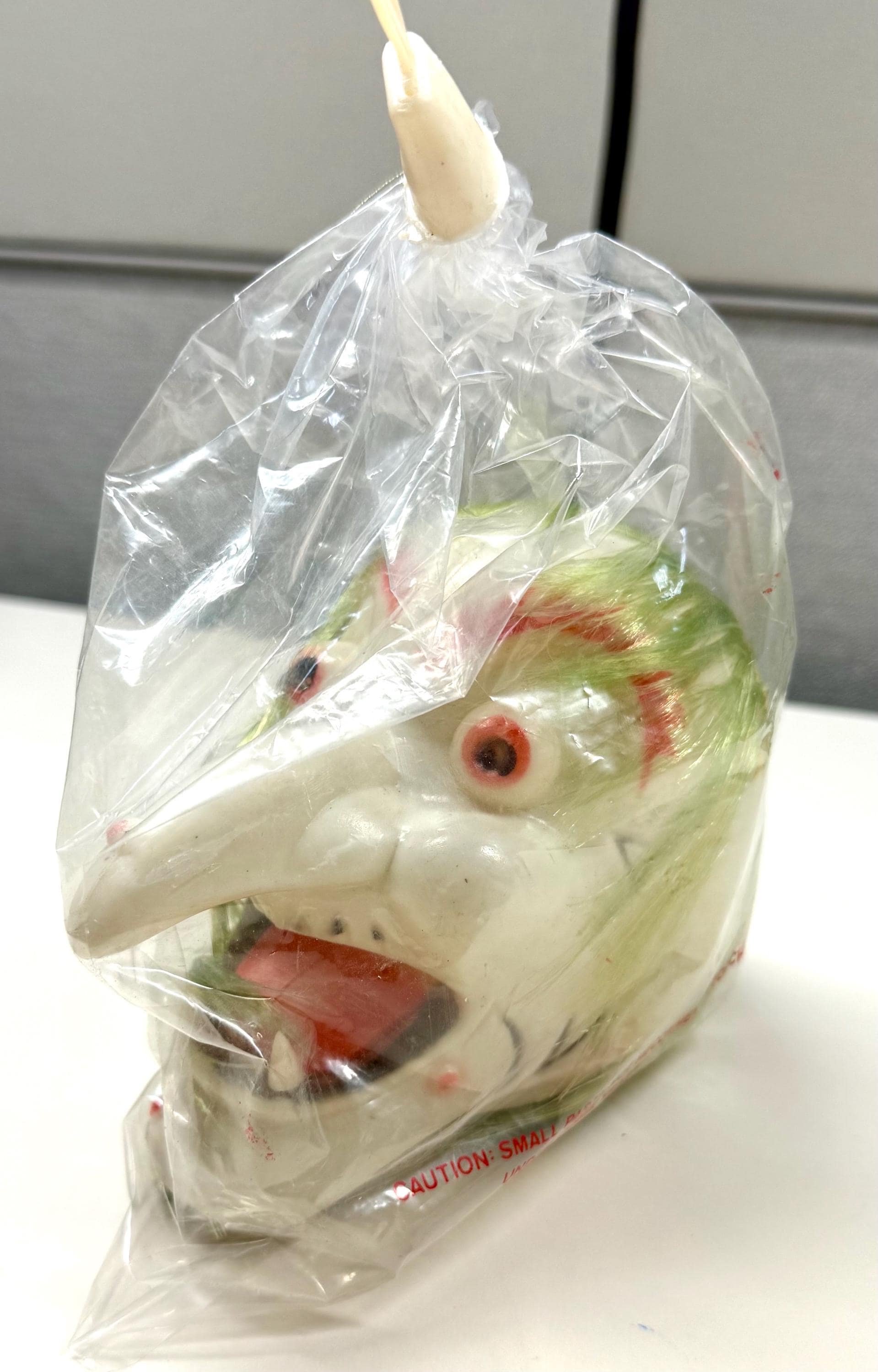 Vintage 1960s Shrunken Head Car Mirror Hanger: Macabre Hot Rod