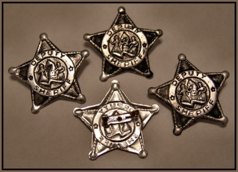 lata diputado Sheriff insignia juguete de 1960 COOL imagen 1