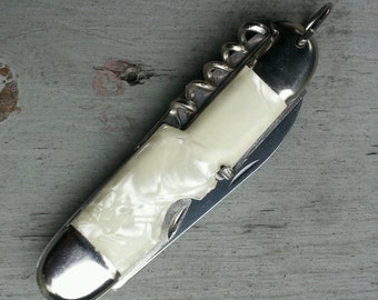 1960s Irish Pocket Knife Mother of Pearl and Sheffield Steel