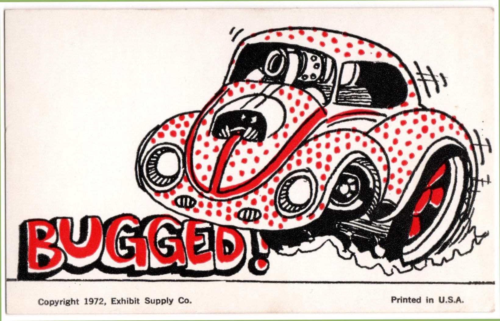 1972 BUG Volkswagon Monster Odd Rod Hot Rod Exhibit Rat Fink Card