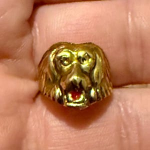 1960's Copper Color Tin MONKEY Toy Ring adjustable