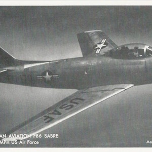 1940-50 F-86 Sabre  AZO Military Postcard