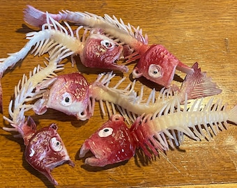 1960's Weird Rubber Dead 6 Inch Fish Skeleton HILARIOUS…