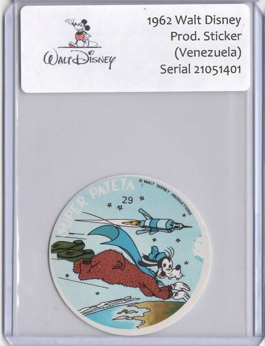 1962 SUPER GOOFY Walt Disney Prod Mickey Mouse Album Sticker