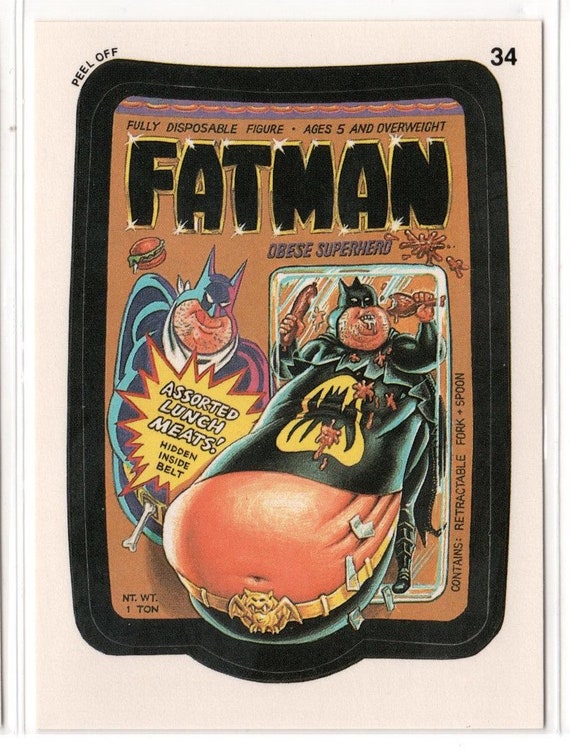 80年代 THE FATMAN WITH THE BLACK HAT クレヨン画 Vintage FATMAN 1991 Wacky Packages Card - Etsy
