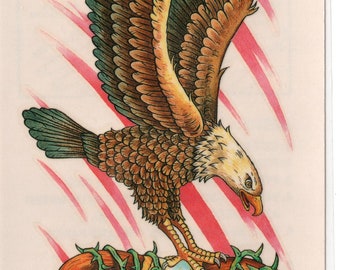 1970s Extra Large Eagle Tattoo 3.5 inch by 7 inch