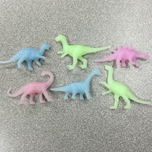 1980s Post Dino Pebbles Glow-in-the-Dark DINOSAUR Set of 6 in Mint Condition