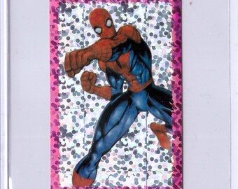 Rare 1990s Super Hologram Fighting Spider-man Sticker MINT