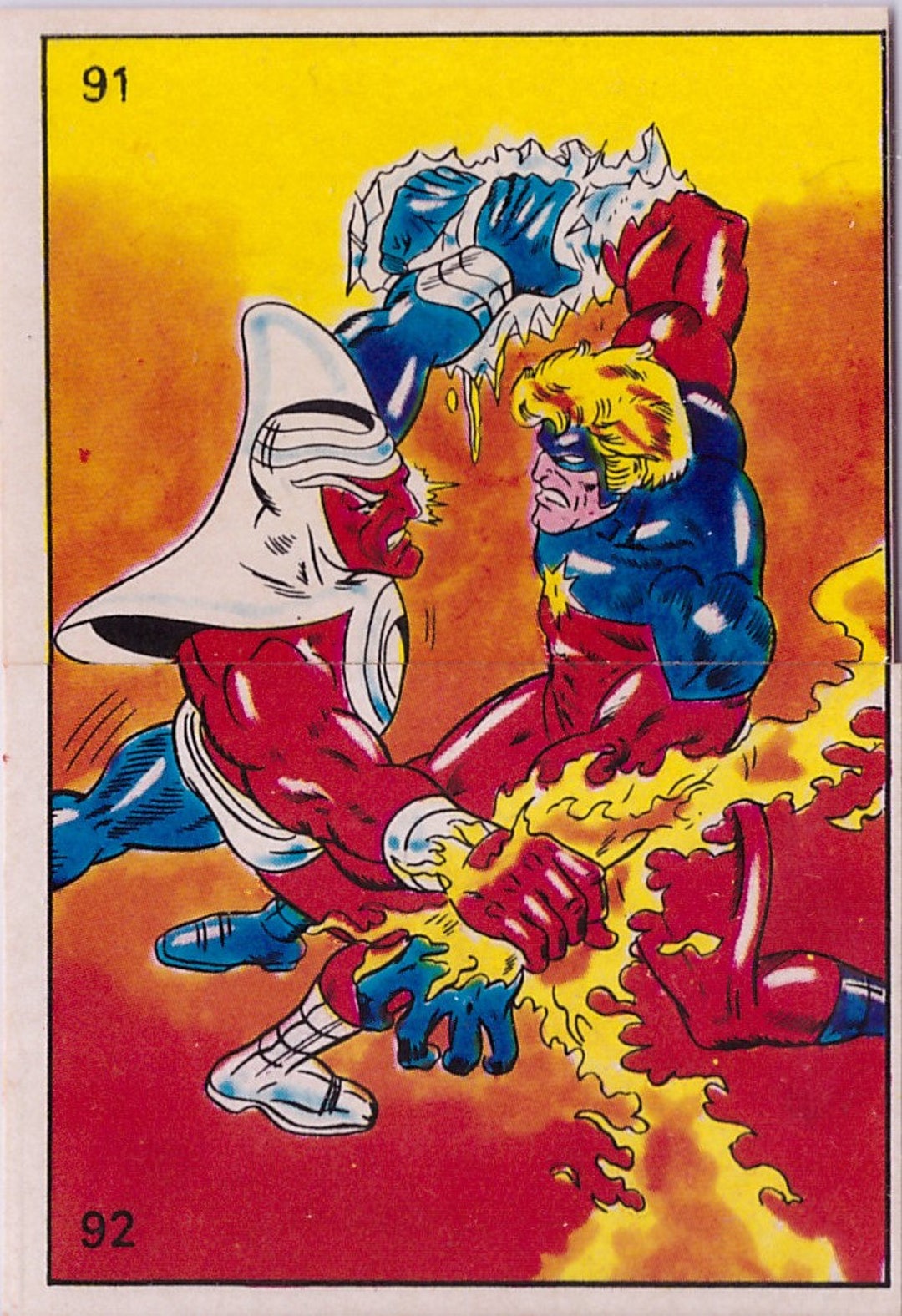 Rare 1980 Marvel Super Heroes Mercury Vs Marvel Man Double Sticker