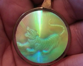 1960s Hologram Pendant: Vintage Tiger Design
