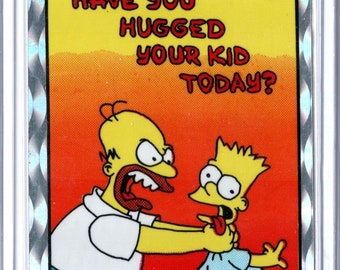 1990 Simpsons HOMER and BART Hug Novelty Vending Sticker Made by Kodak