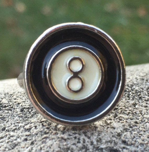 1970s Toy Machine 8-Ball Metal and Enamel Ring