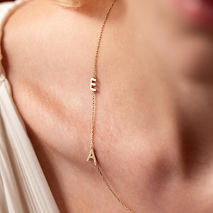 Sideways Initial Necklace, Gold Initial Necklace, Custom Letter necklace, Personalized Jewelry, Minimalist Necklace, Christmas Gift