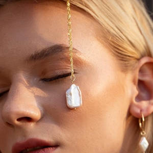 Barock Perlen Halskette, Echte Perle Anhänger Halskette, Gold Perlen Kette, Perlen Schmuck, Geschenk für sie, Brautjungfer Geschenk, Weihnachtsgeschenk,