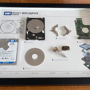 Disassembled Hard Drive Wall Art, Framed WD Blue 1TB HDD Teardown, Tech Geek Gift, Office Decor, Gift for Programmer, IKEA Frame 30x40