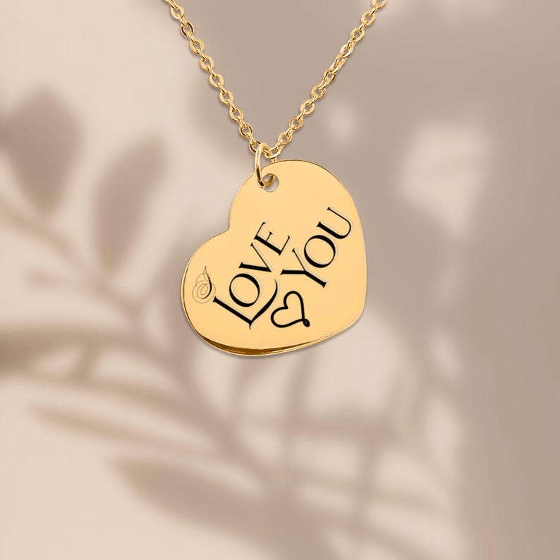 Personalized Heart Necklace for Mom Custom Engraving Available