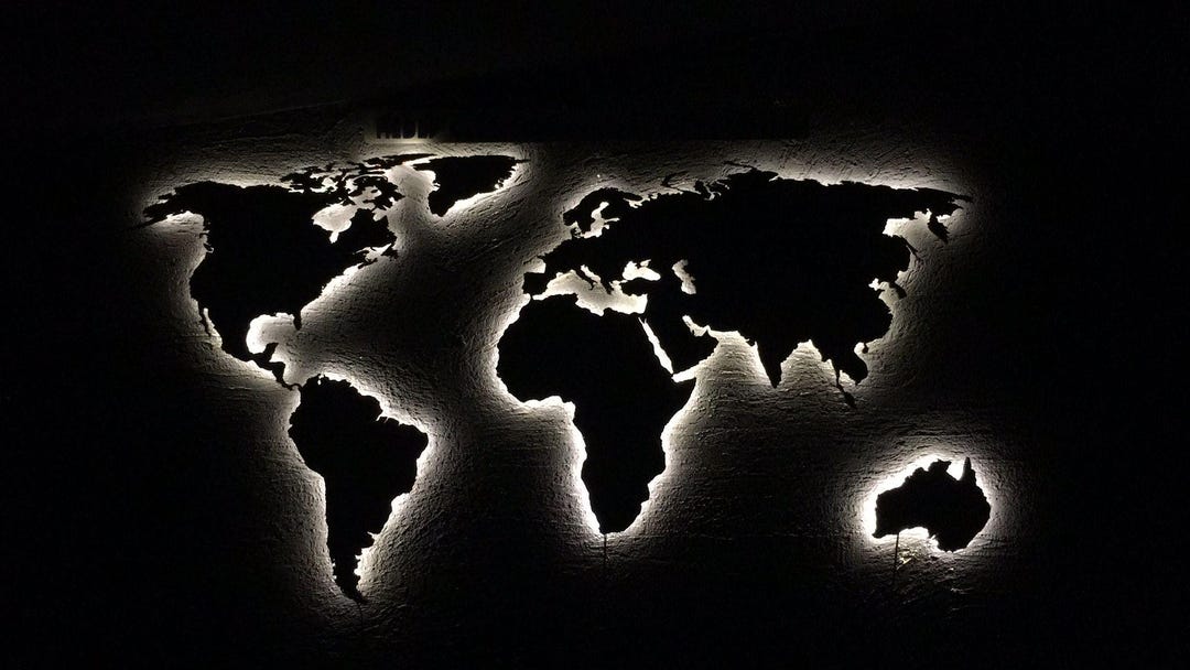 3D Detailed World Map, Wall Decor, Wooden Art, Led World Map Etsy UK