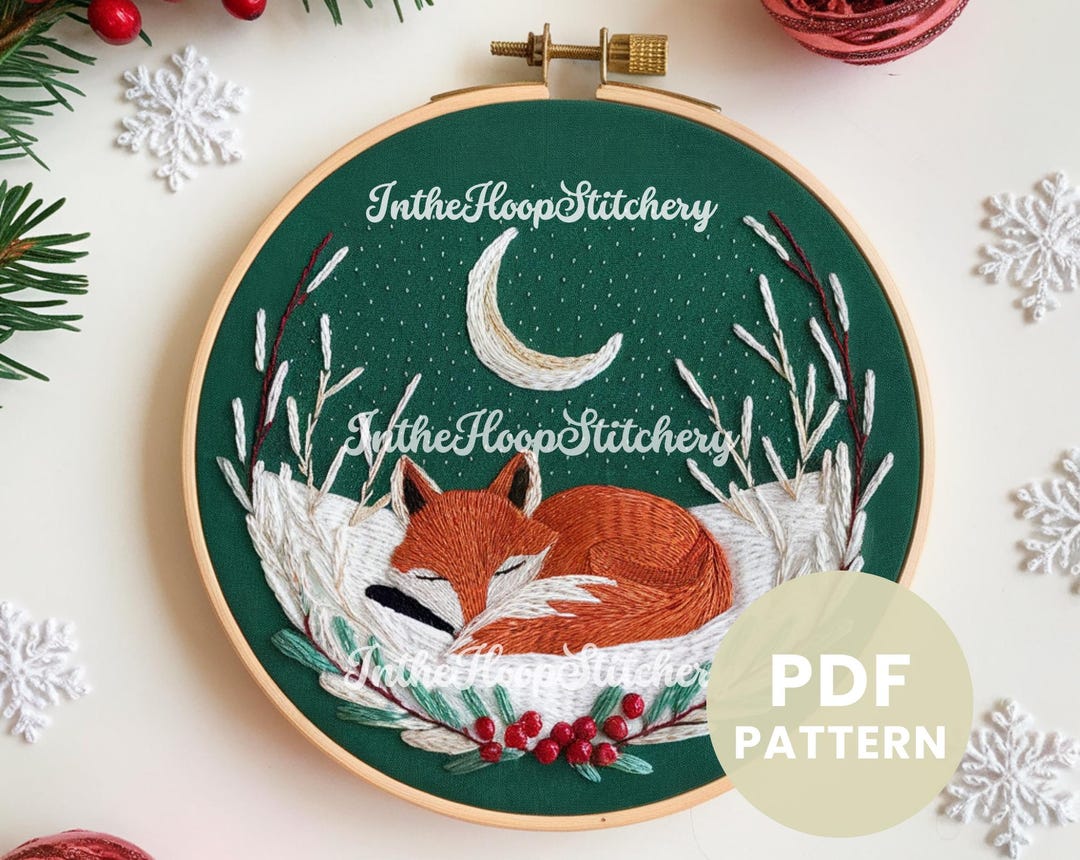 Autumn Fox Embroidery Pattern PDF, Woodland Hand Embroidery, Fall Hoop ...