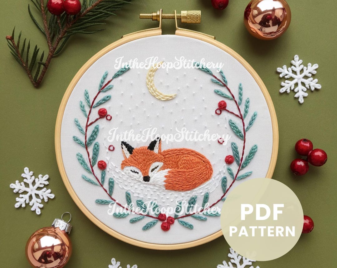 Autumn Fox Embroidery Pattern PDF, Woodland Hand Embroidery, Fall Hoop ...