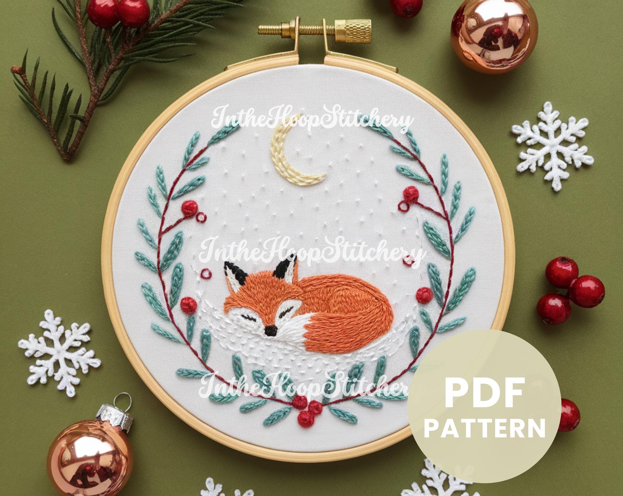 Autumn Fox Embroidery Pattern PDF, Woodland Hand Embroidery, Fall Hoop ...